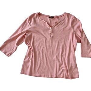 Style & Co. 3/4 Sleeve Cotton Top Light Pink Henley Neckline XL